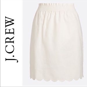 J. Crew Ivory Scalloped High Waisted Paperbag Skirt